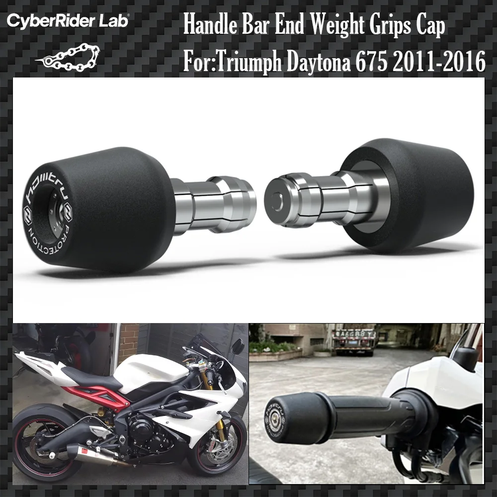 

​​For Triumph Daytona 675 2011-2016 CNC Bar End Caps - British Racing Steel No Tools Rider Gift Back to School