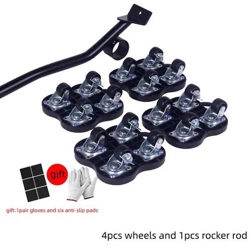 Imagen 2 del producto Rodillos de ruedas para mover muebles pesados, juego de cosas pesadas, elevador de transporte, rodillo de movimiento con ruedas con barra de rueda móvil