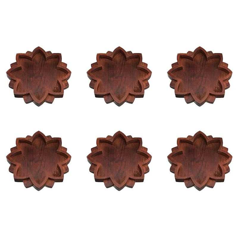 

N04R 6X лоток с кристаллами лотоса, деревянный лоток в форме лотоса с кристаллами, лоток для хранения ювелирных изделий в стиле ретро, коробка для хранения кристаллов с эфирным маслом