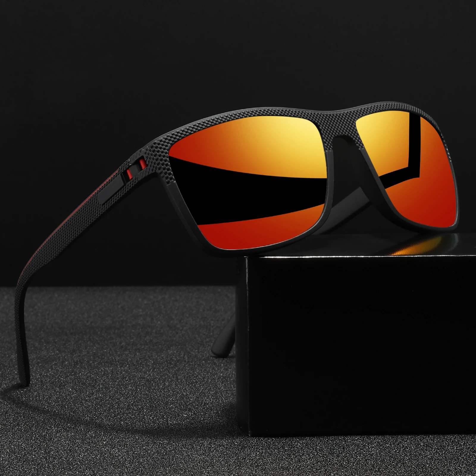 Lunettes de soleil polarisées carrées de qualité supérieure – Conception de charnière à ressort, ajustement confortable pour le cyclisme, la pêche, la plage et l'usage quotidien