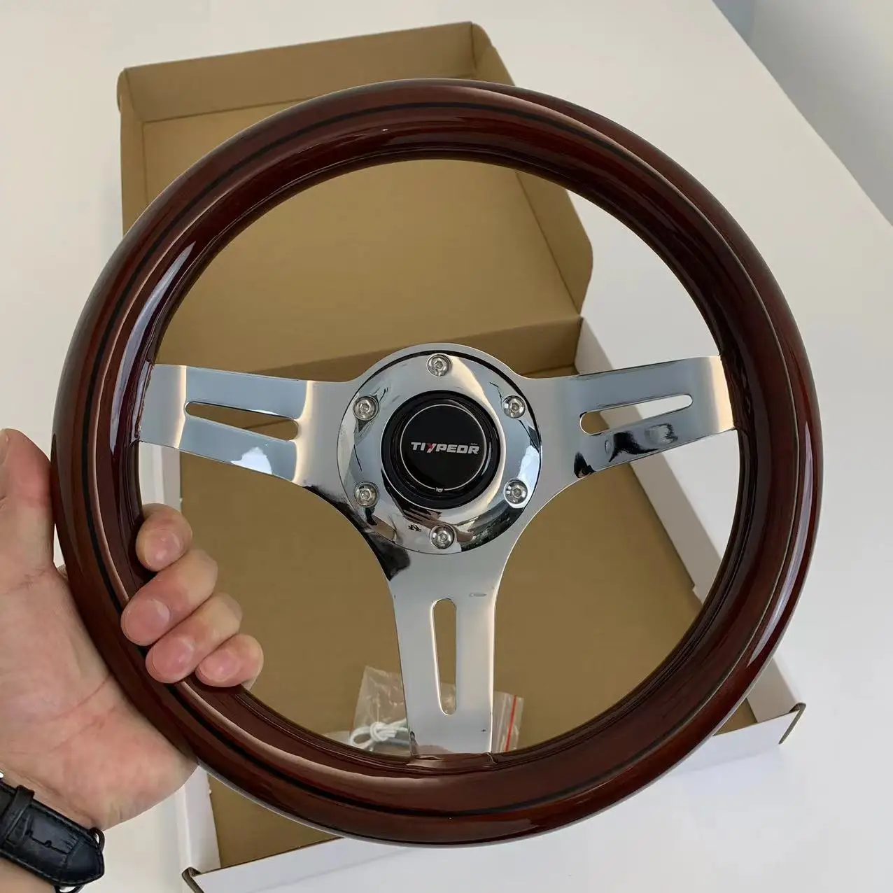 2024 New High Quality Solid Wood Universal 290MM Modification Sport Car Steering Wheel