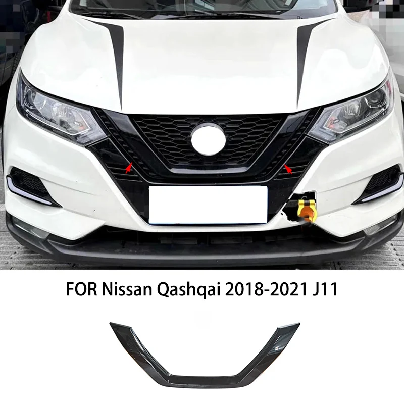 FIT FÜR Nissan Qashqai 2018-2021 J11 ABS schwarz Carbon faser Abdeckung TrimSand barriere streifen Grille motorhaube dekoration form
