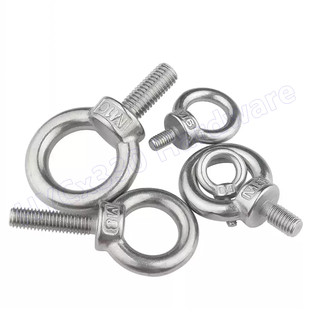 2Pcs M3 M4 M5 M6 304 Stainless Steel Lifting Eye Screw Bolts Round Ring Hook Bolt Screw Fasterners Thread Length 9mm - 90mm