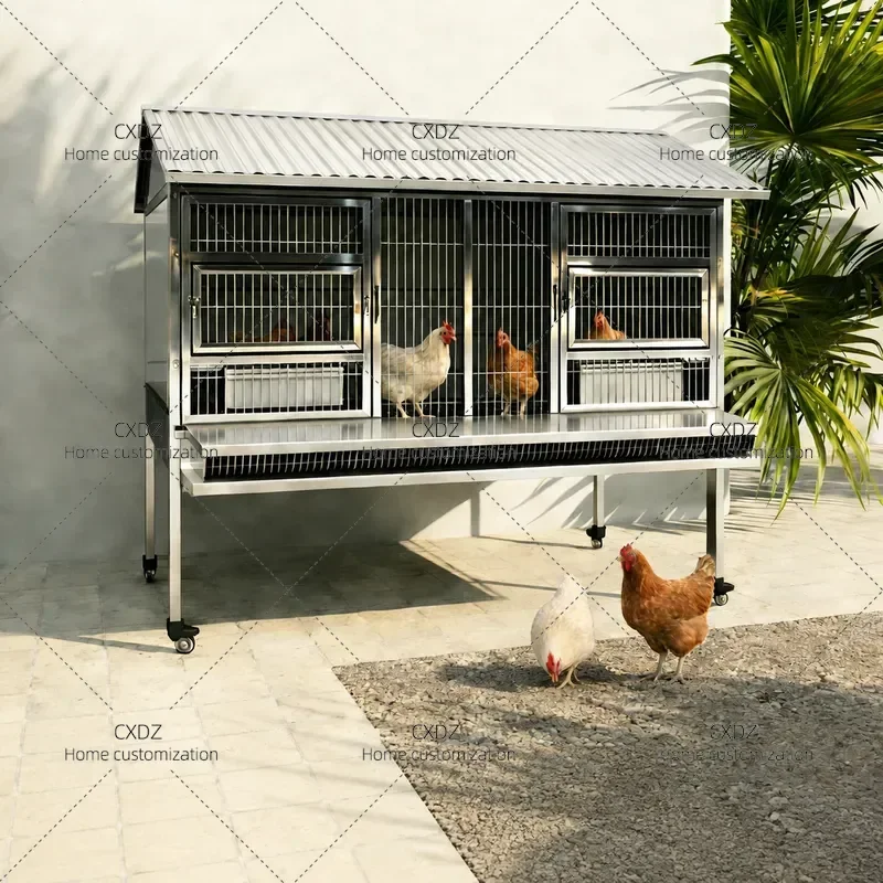 Large Stainless Steel Chicken Coop for Outdoor Use Automatic Egg Collection Anti Predator Poultry Cage for Breeding Hens