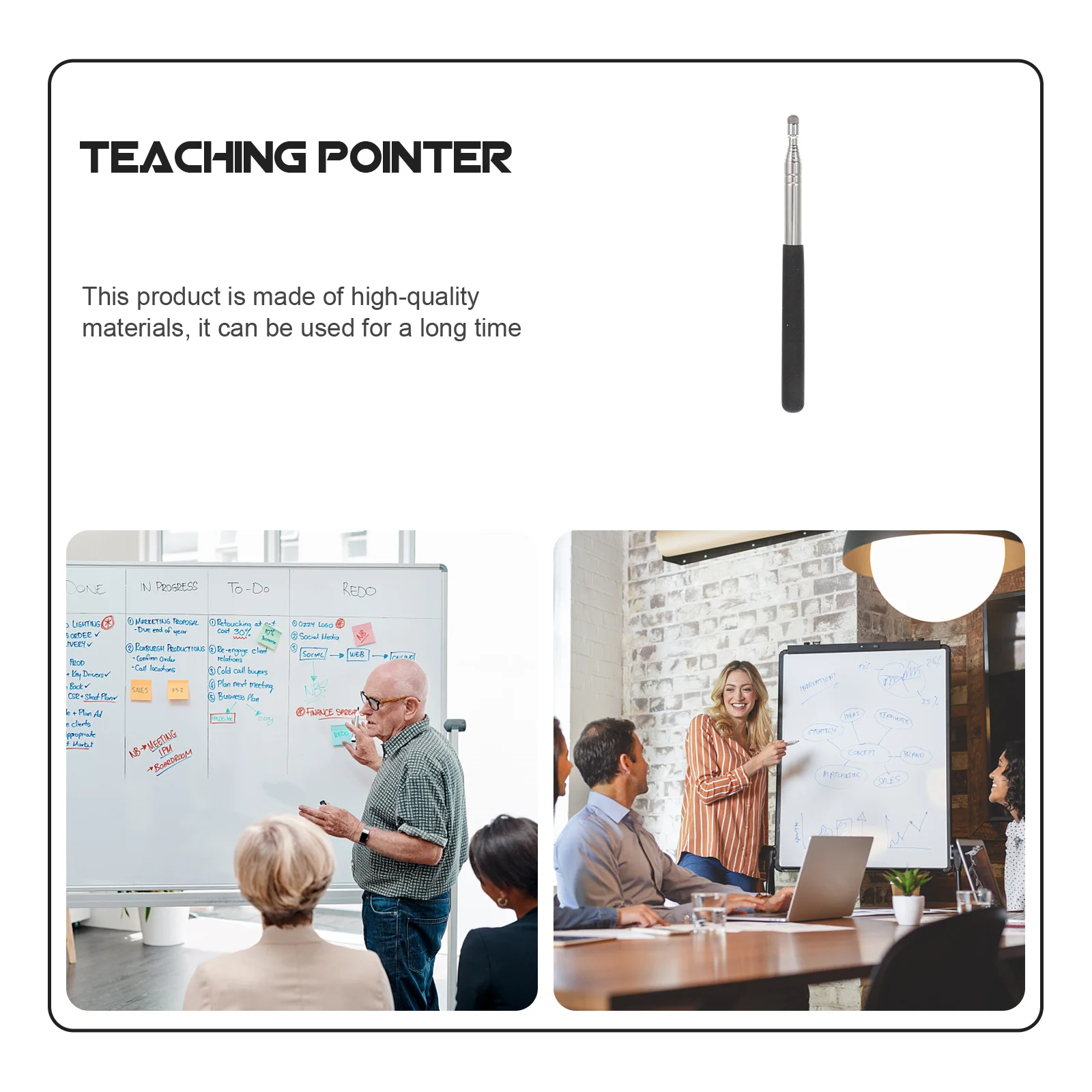 

1Pcs Expandable Stainless Steel Teaching Pointer Non-Slip Comfortable Handle Telescoping Classroom Handheld Presenter