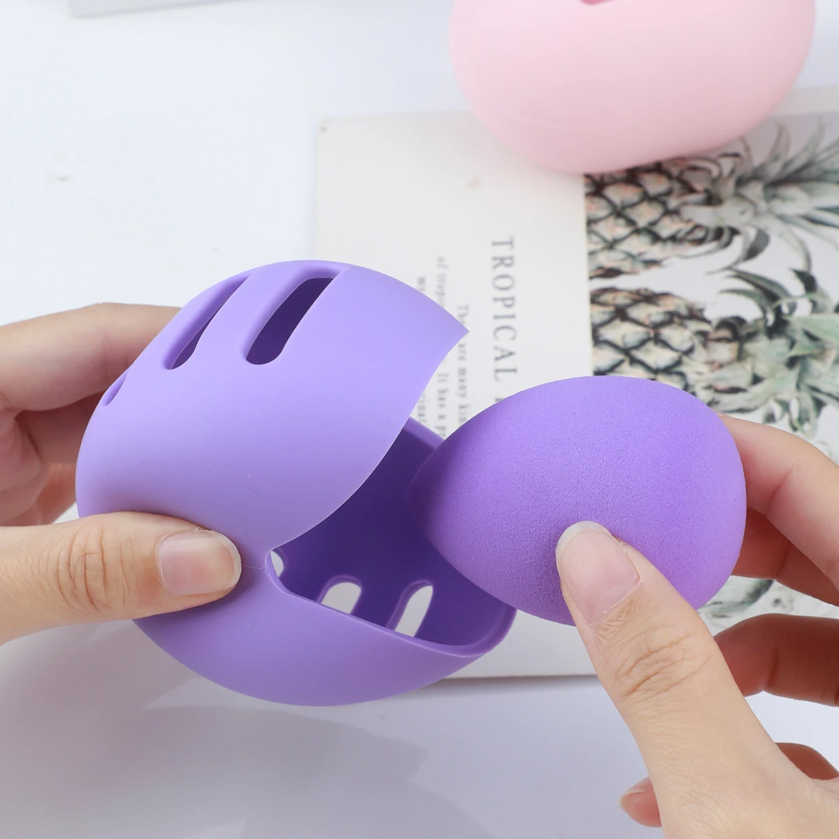 1pc éponge de maquillage Anti-poussière couverture Silicone beauté mélangeur organisateur voyage poudre bouffée boîte de rangement beauté éponge support
