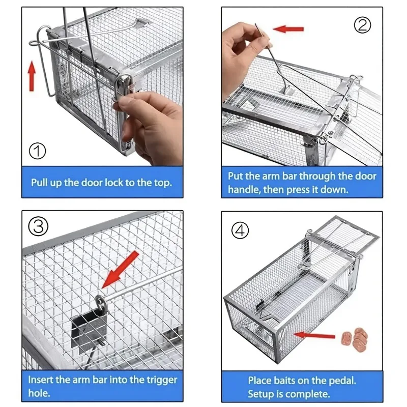 1pc Durable Iron Mouse Rat Trap Cage, Sensitive Pedal Design for Indoor and Outdoor Use, Humane Rodent Control