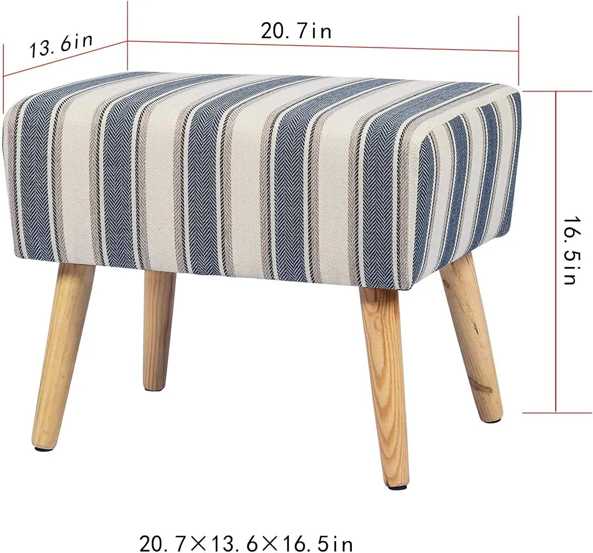 

Joveco Rectangular Ottoman Small Footstool With Wood Legs, Modern Upholstered Footrest Extra Seating For Living Room Entryway