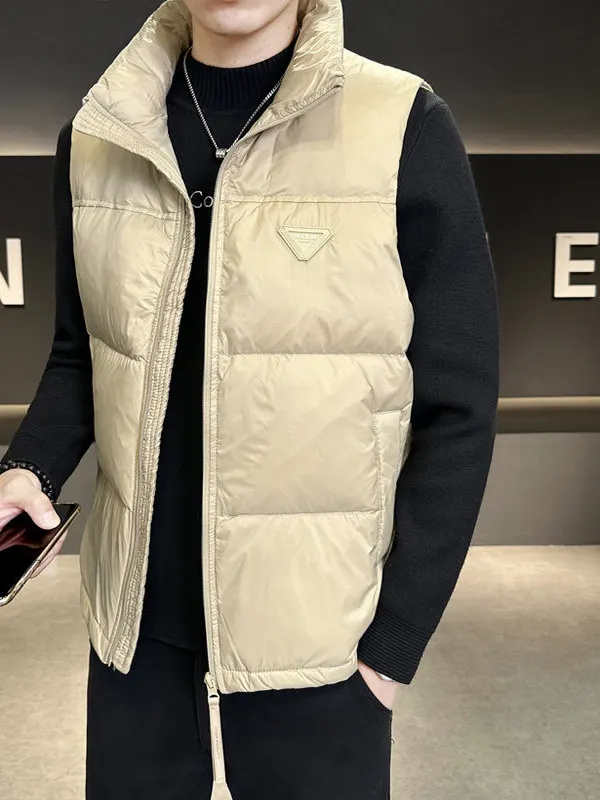 

Warm ey een Casual ort down Vest Men's Faionable Japanese Sle Stand Collar Jaet Vest U-ICLER Polyester Fiber