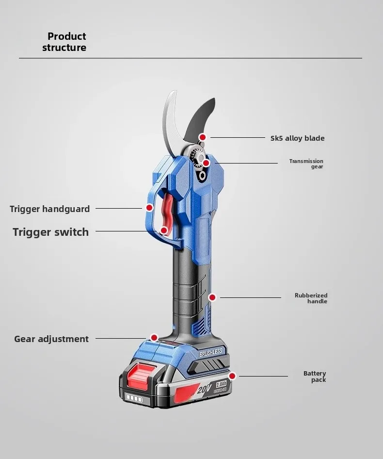Cordless Electric Branch Cutter, Heavy Duty Tree Pruner for Garden