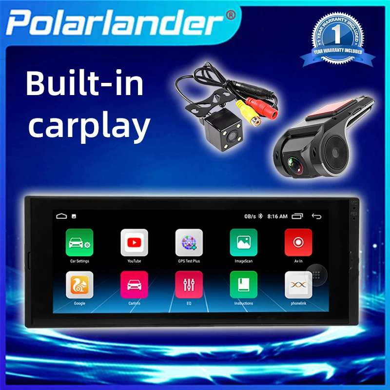 

1 Din Car Radio FM Multimedia MP5 Player Bluetooth Android IPS Touch Screen 1G+16G 6.9 inch GPS WiFi Built-in Carplay Universal