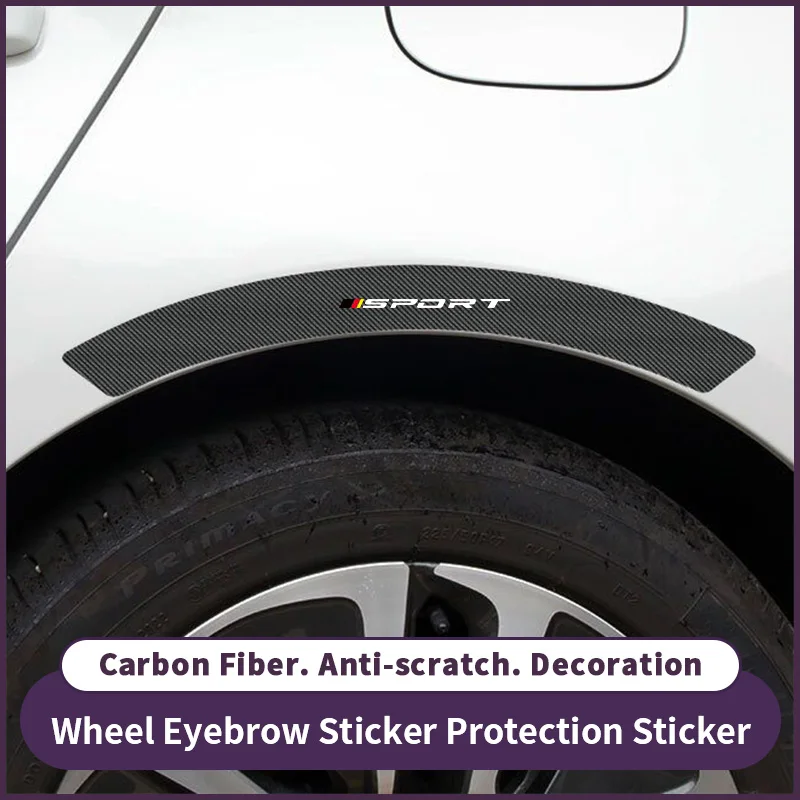 4-Piece Set Suitable for Car Wheel Arch Anti-Collision Decorative Stickers, Black, Red, Yellow, Sporty Carbon Fiber Pattern Decorative Strips, Anti-Scratch Stickers