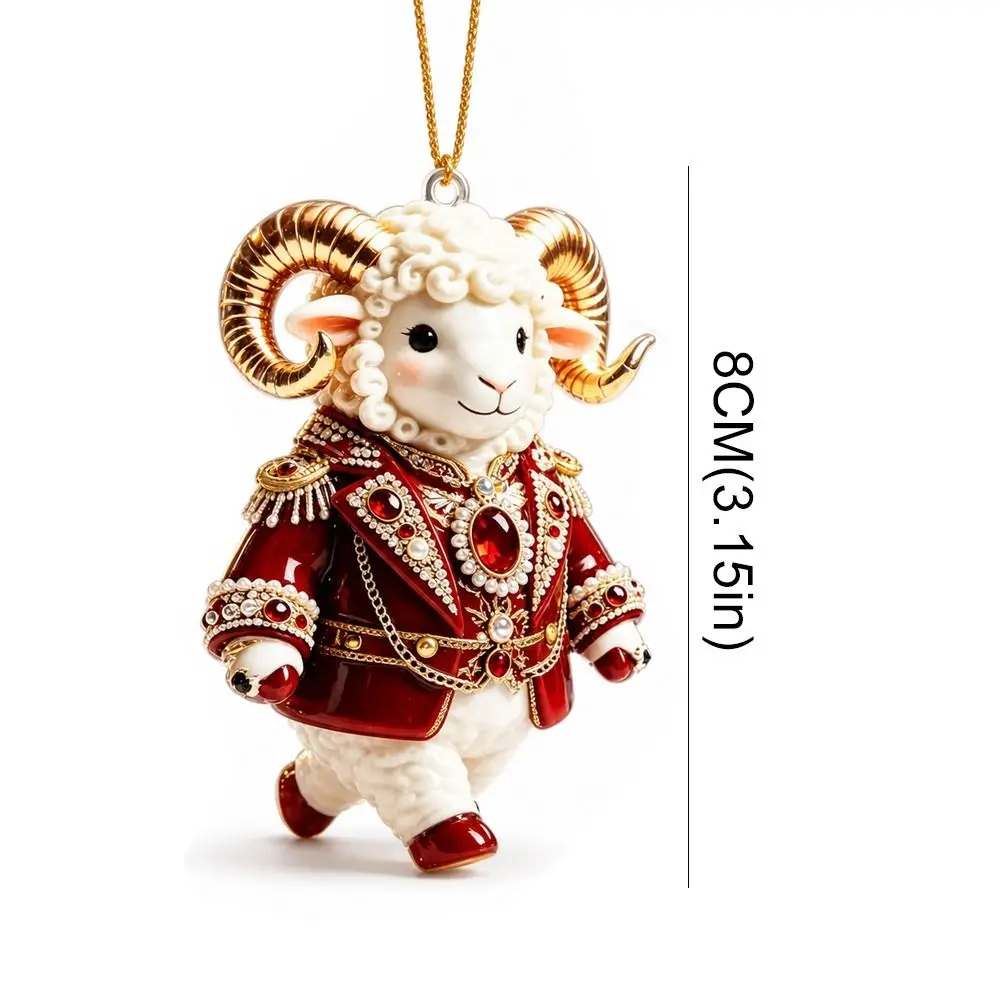 2027 Red Fire Sheep Year Mascot Sheep Year Prosperity Pendant New Year Gift Acrylic Keychain Christmas Tree Decoration