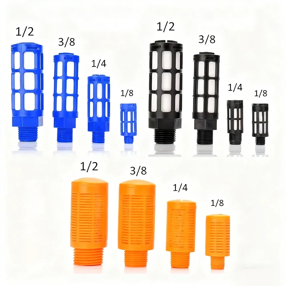 1-3Pcs Air Muffler Plastic Exhaust Muffler Pneumatic 1/8 1/4 3/8 1/2 Male Thread Absorb Noise Filter Slip Lock For Misting Pump
