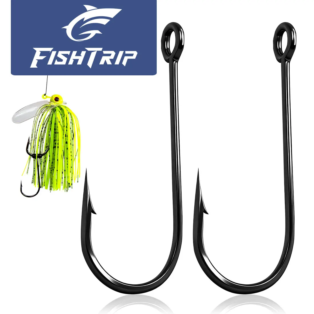 FishTrip 50~200 Stück Trailer-Angelhaken, Hochkarbon-Stahl Bass-Trailer-Haken Passend für Spinnerbait, Flipping Jig, Jigkopf