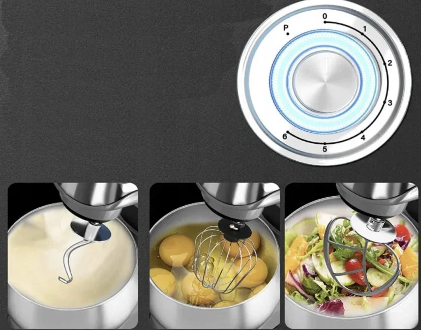 Shiro Stand Mixer 7L with 1300W Motor, Stainless Steel Bowl, 6 Speeds and Planetary Mixing, Ideal for Kneading Dough and Blending Creams, Includes Versatile Accessories for Kitchen Use. #3