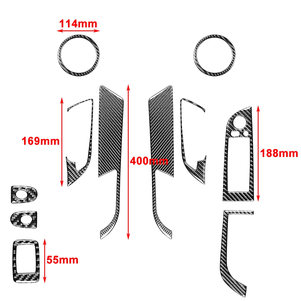 11PCS Car Interior Door Panel Window Lift Switch Cover Trim Carbon Fiber Pattern Decorative For BMW Z4 E89 2009-2016 Black