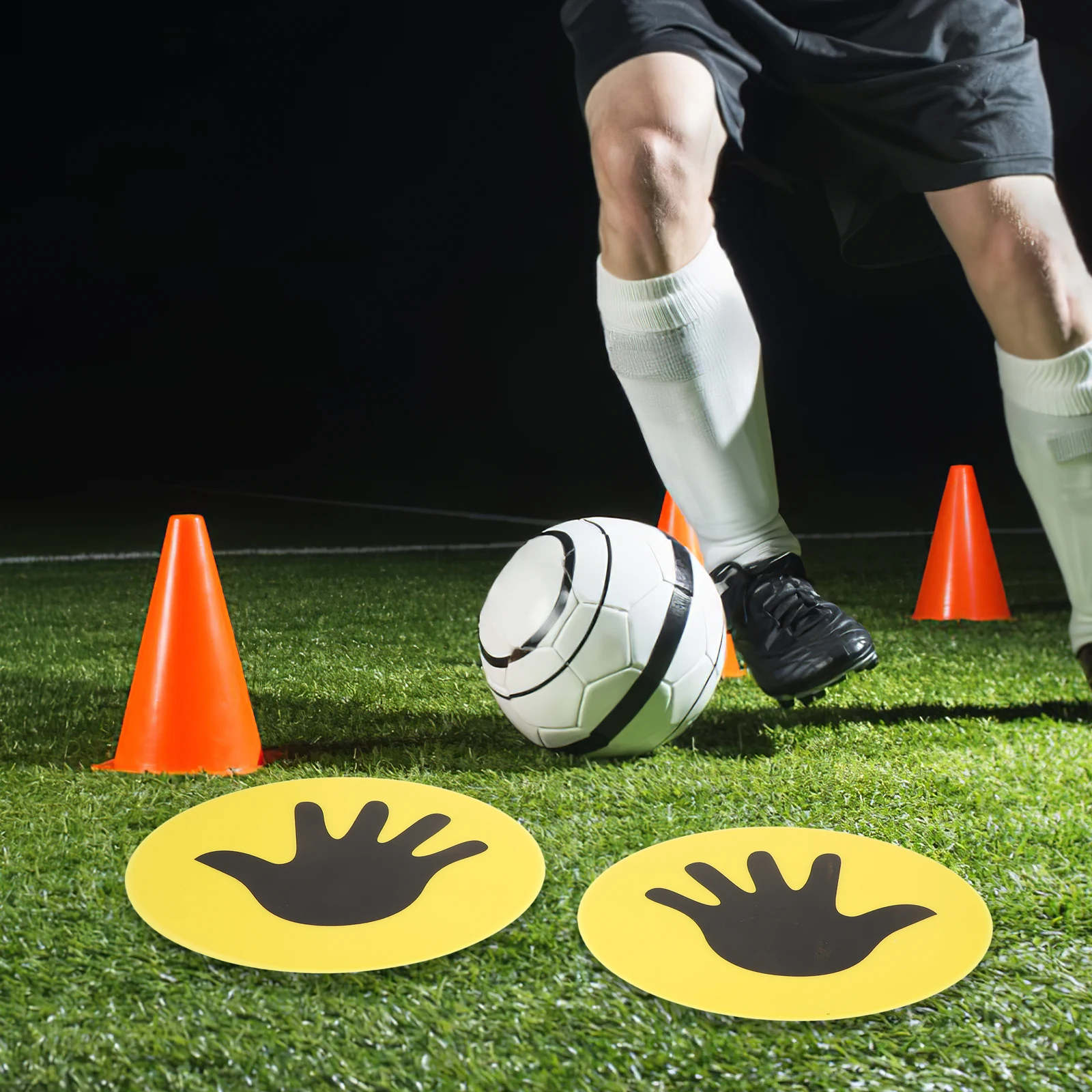 

2 Pcs Football Palm Landmark Mat Soccer Floor Pad Flat Markers Training Accessories Aids