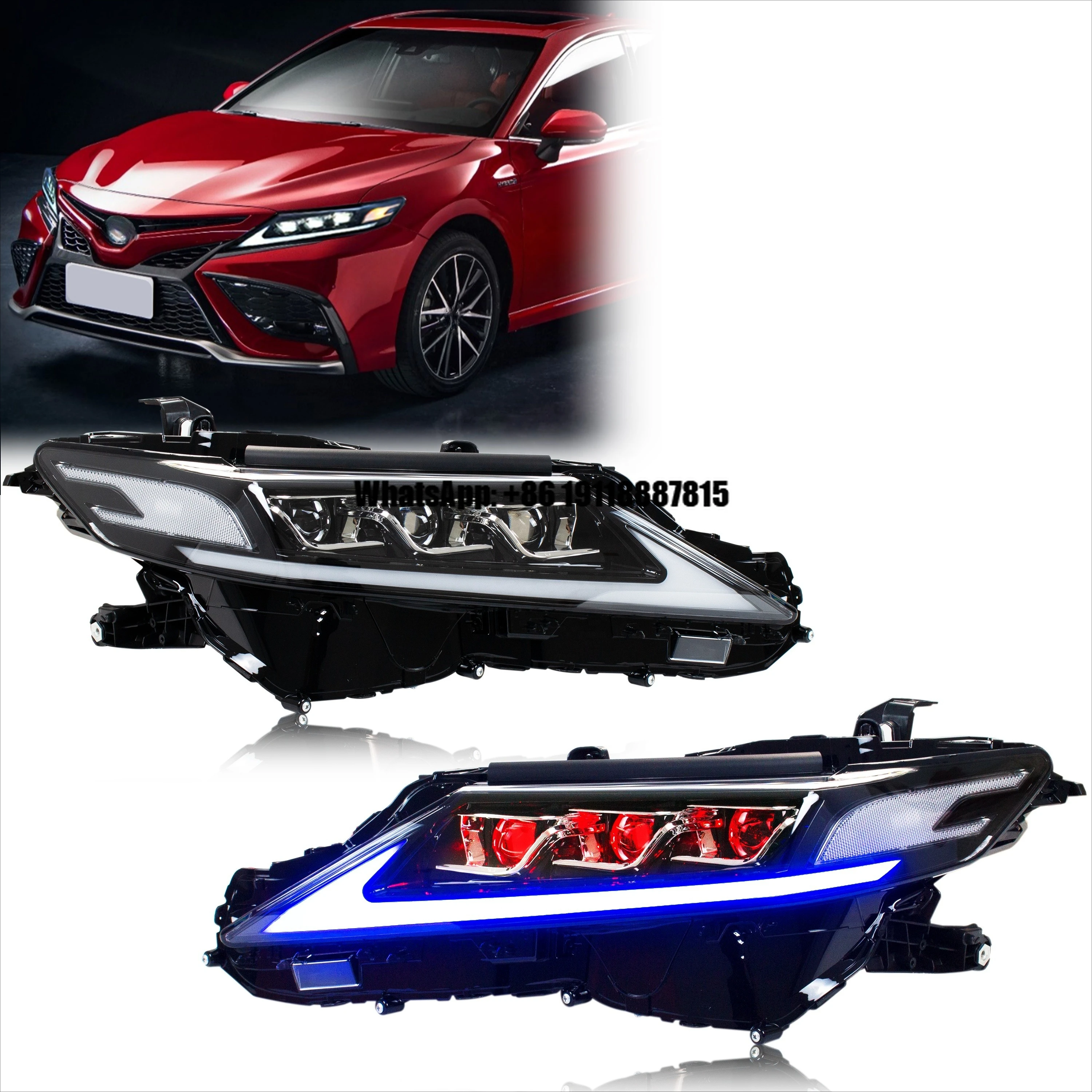 

Автомобильная светодиодная фара для Toyota Camry 2018-2023 8-го поколения с динамическим поворотником, дальним светом и ДХО, в сборе, Plug & Play