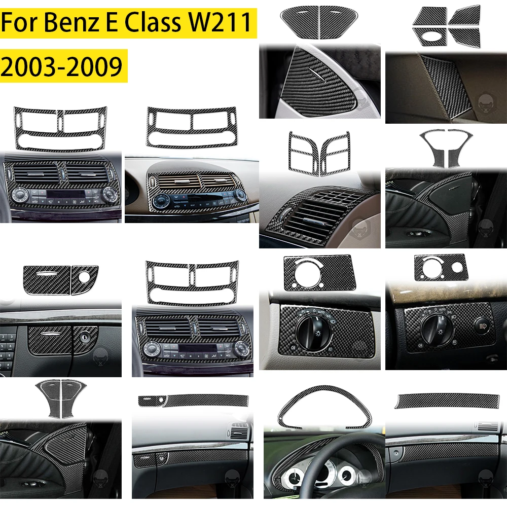 For Mercedes Benz E Class W211 2003-2009 Car Gearshift Air Conditioning CD Panel Door Armrest Cover trim Accessories sticker