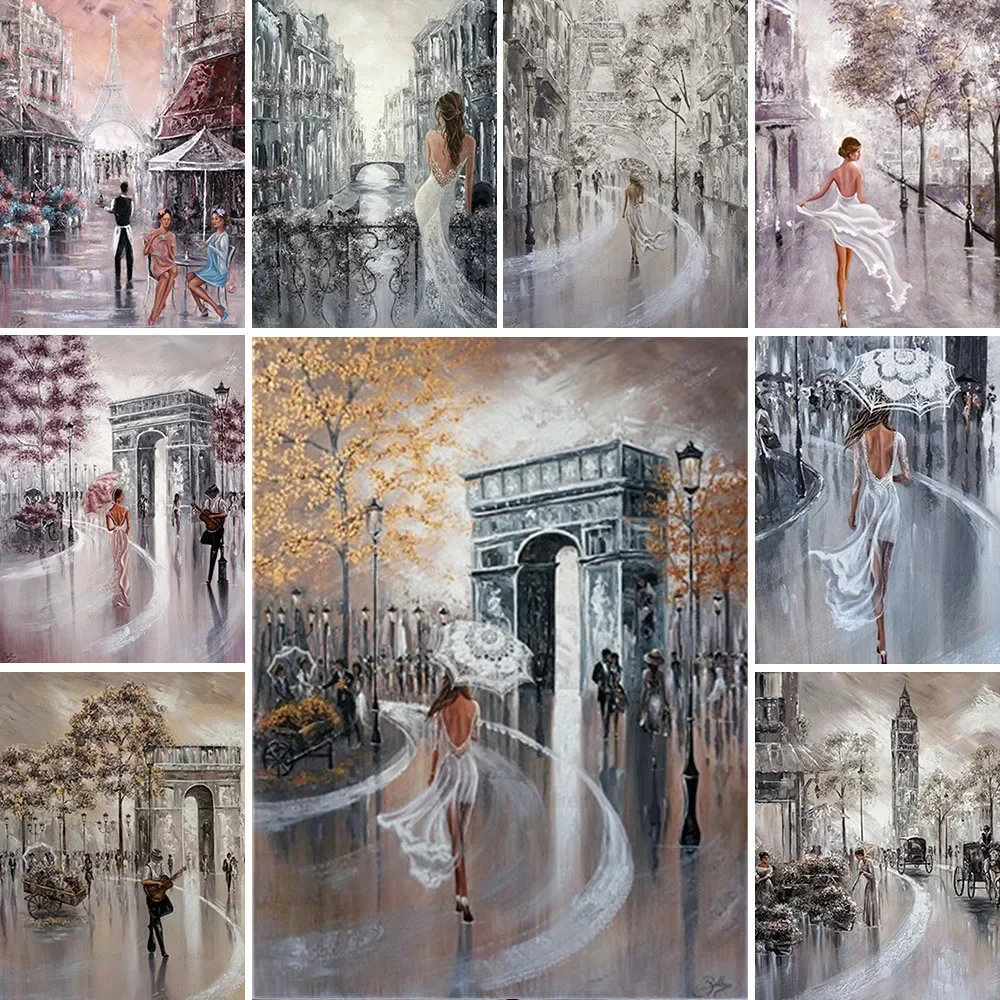 

Пейзаж Париж Леди Печатный 5D DIY Алмазная картина Декор комнаты Акции