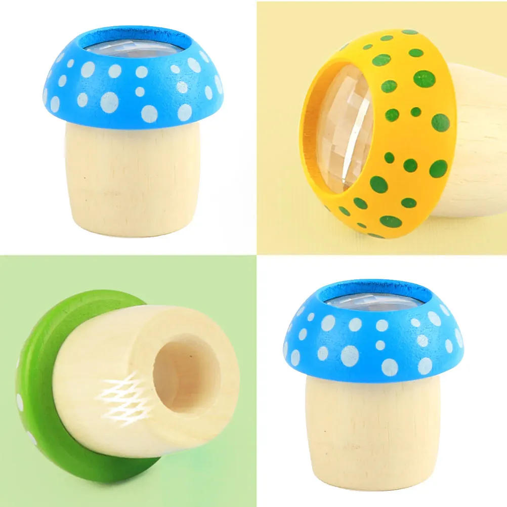 2 قطعة مشكال فطر خشبي قطعة عين عرض أنماط ملونة لامعة إلهام الفضول أداة التعلم الأزرق