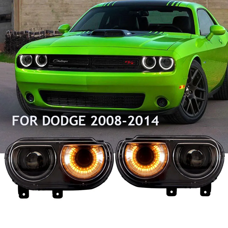 

2pcs Car LED Headlight For Dodge Challenger 2008-2014 LED Head Lamp Turn Signal Light DRL