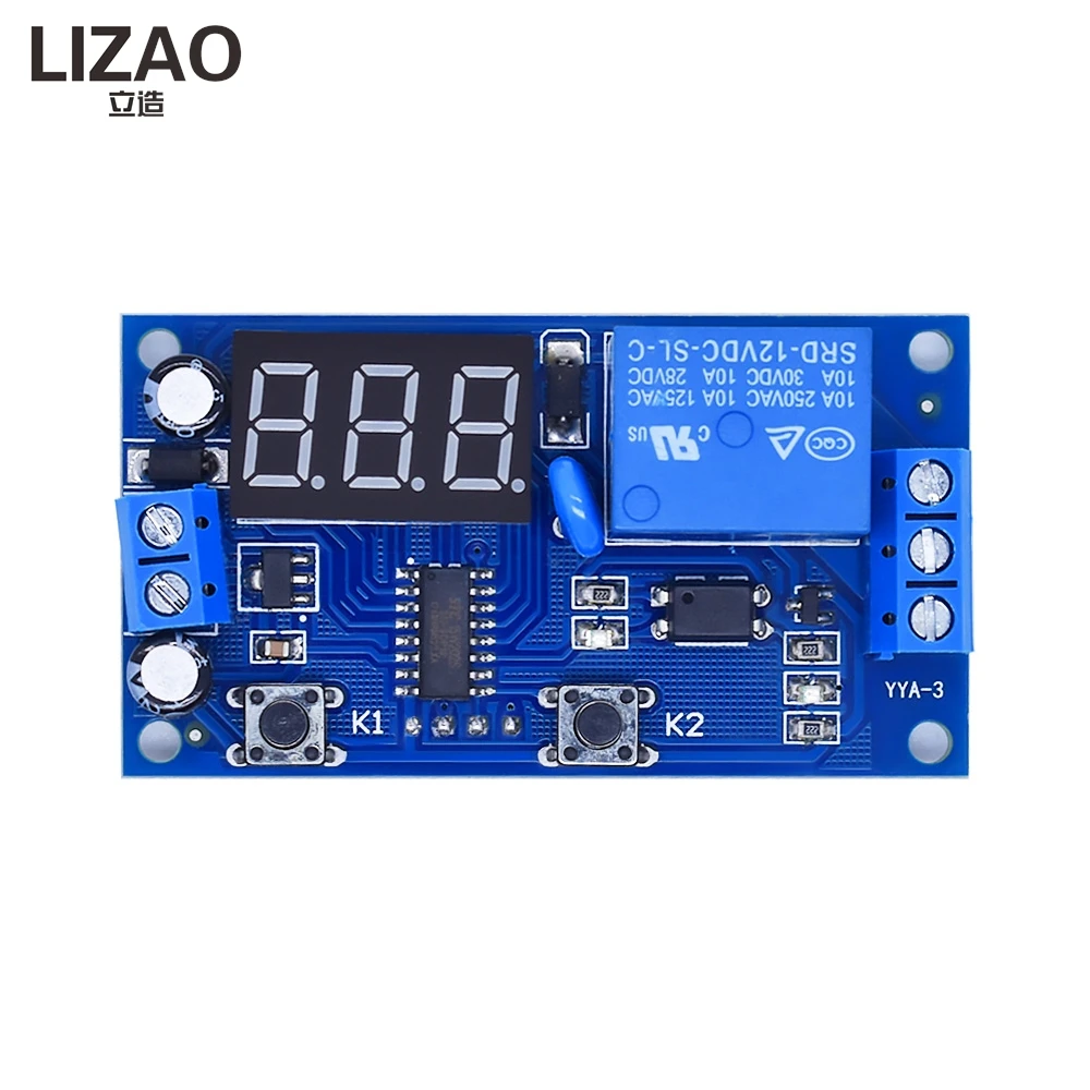 DC 12V Digital Display Delay Relay Module, Multi-Function Timer with Infinite Loop and Countdown Control for Projects