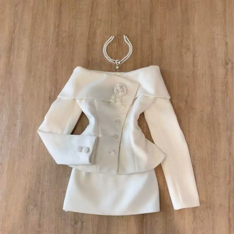 

Нежные винтажные лоскутные комплекты в корейском стиле, женский шикарный топ на шнуровке + однотонная юбка, костюм, зимний элегантный вечерний комплект из двух предметов, новинка 2023 года