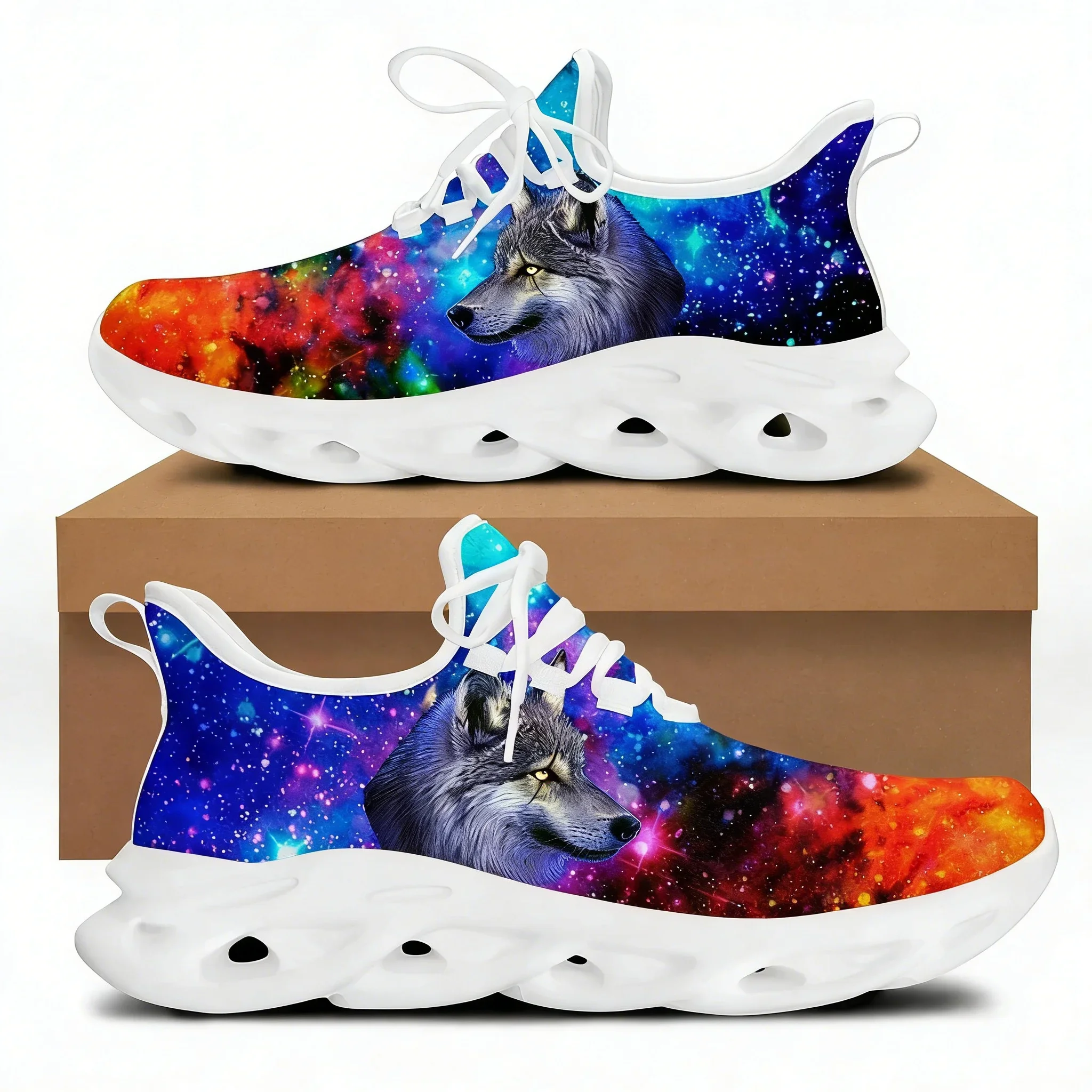 Men Sneakers Universe Wolf Face Printed Flats Classic Wear-resistant Summer/Autumn Men's Comfort Casual Sport Shoes