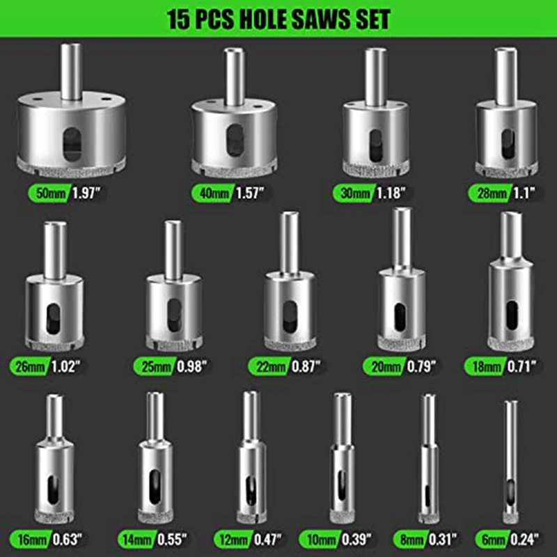 Set trapano cavo da 17 pezzi con doppia ventosa guida Jig Fixture da 4Mm-83Mm
