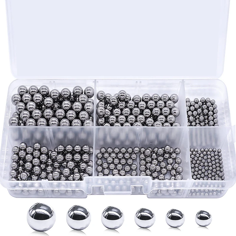 AliExpress NONE 620PCS 6 Size Bicycle Bearing Balls Precision Steel Balls carbon steel Assorted Loose Kit 1/4 7/32 3/16 5/32 1/8 3/32