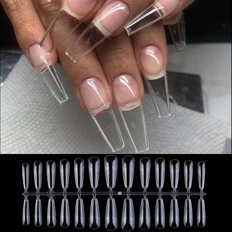 360Pcs Gelly Soft Nails Tips Extension System Coffin Fake Nail Sculpted Full Cover American Gel X Capsule False Nails Press On