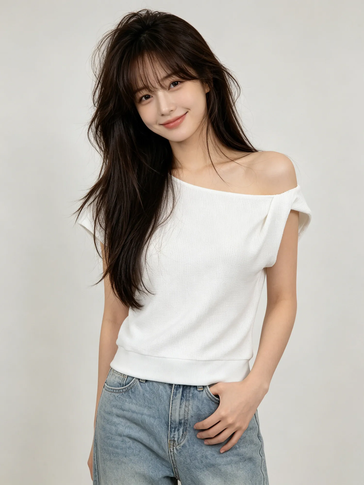 Summer Korean Style Design Shoulder Twist Short Sleeve T-Shirt Women's Beautiful Pure Desire Waist-Cinching Top