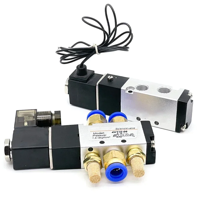 4V110-06 1/8 Bsp Zawór elektromagnetyczny powietrza 5-drożny Port 2-pozycyjny Gaz Pneumatyczne Elektryczne Zawory Magnetyczne DC12V 24V 110 V220V Cewka Volt