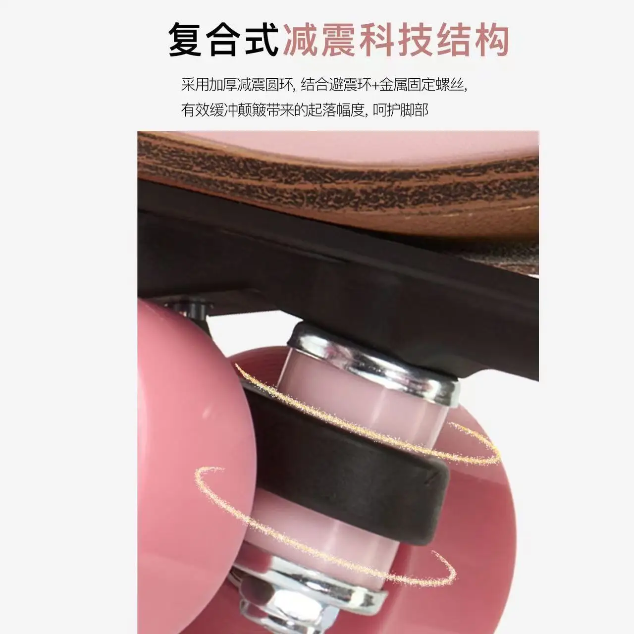 خاص لأحذية التزلج على الجليد ذات الصف المزدوج للبالغين، أحذية تزلج بإطار قاعدة من الألومنيوم باللون الوردي والأحمر مع فرامل كبيرة قابلة للتعديل #2