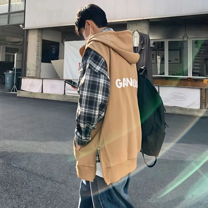 

Мужская рабочая куртка свободного кроя с капюшоном и боковой молнией, плотная, для осеннего сезона, повседневная одежда