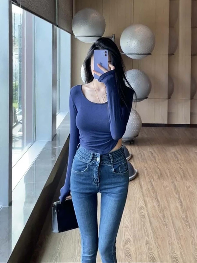 

Женские джинсы-карандаш с высокой талией, темно-синие, облегающие, с эффектом утяжки живота, эластичные, укороченные (7/8)