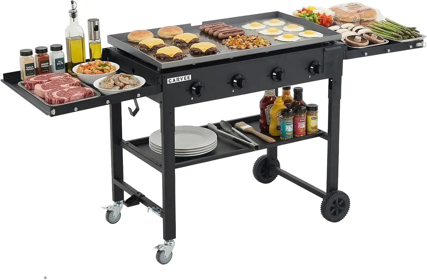 Tacleekii 36 Inch Flat Top Grill, 4-Burner Propane Gas Griddle Grill 60,000BTU Flattop Grills for Camping BBQ, Outdoor Cooking
