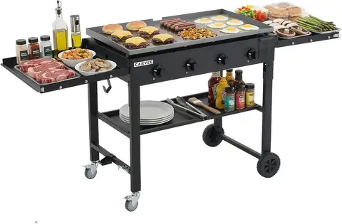 Tacleekii 36 Inch Flat Top Grill, 4-Burner Propane Gas Griddle Grill 60,000BTU Flattop Grills for Camping BBQ, Outdoor Cooking