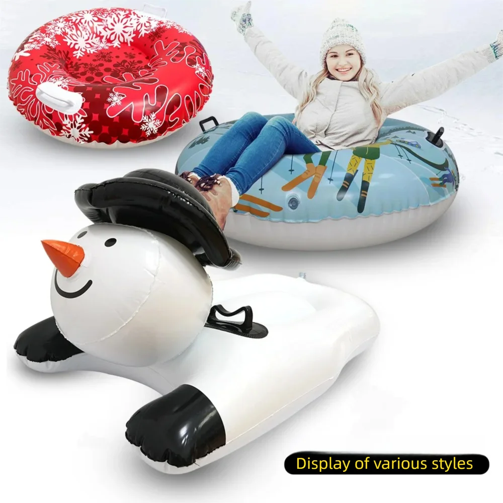 PVC Cold-Resistant Inflatable Snowboard & Snow Tube - Winter Outdoor Sledding Set with Handles for Kids & Adults