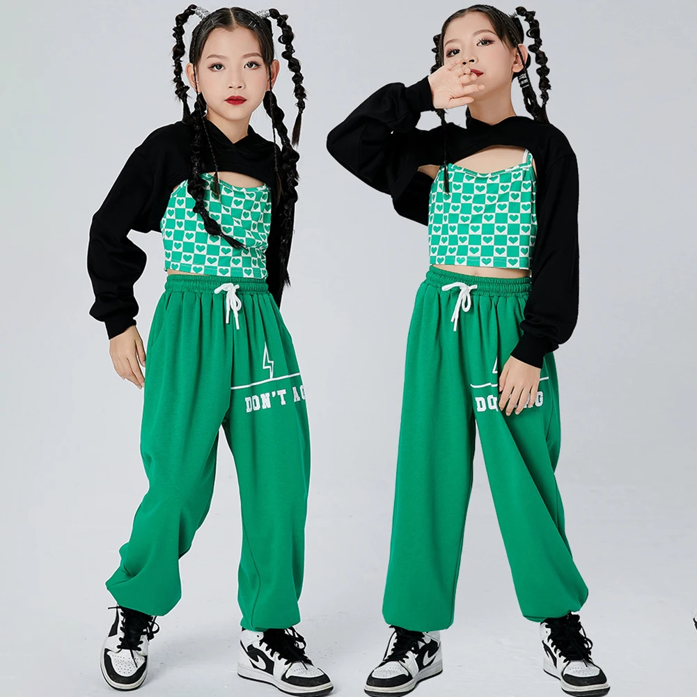 LOlanta Girls Clothes Crop Tops Vest Pants Outfit Children's Fashion Stage Performance Hip Hop Dance Costume Sports Wear Apparel