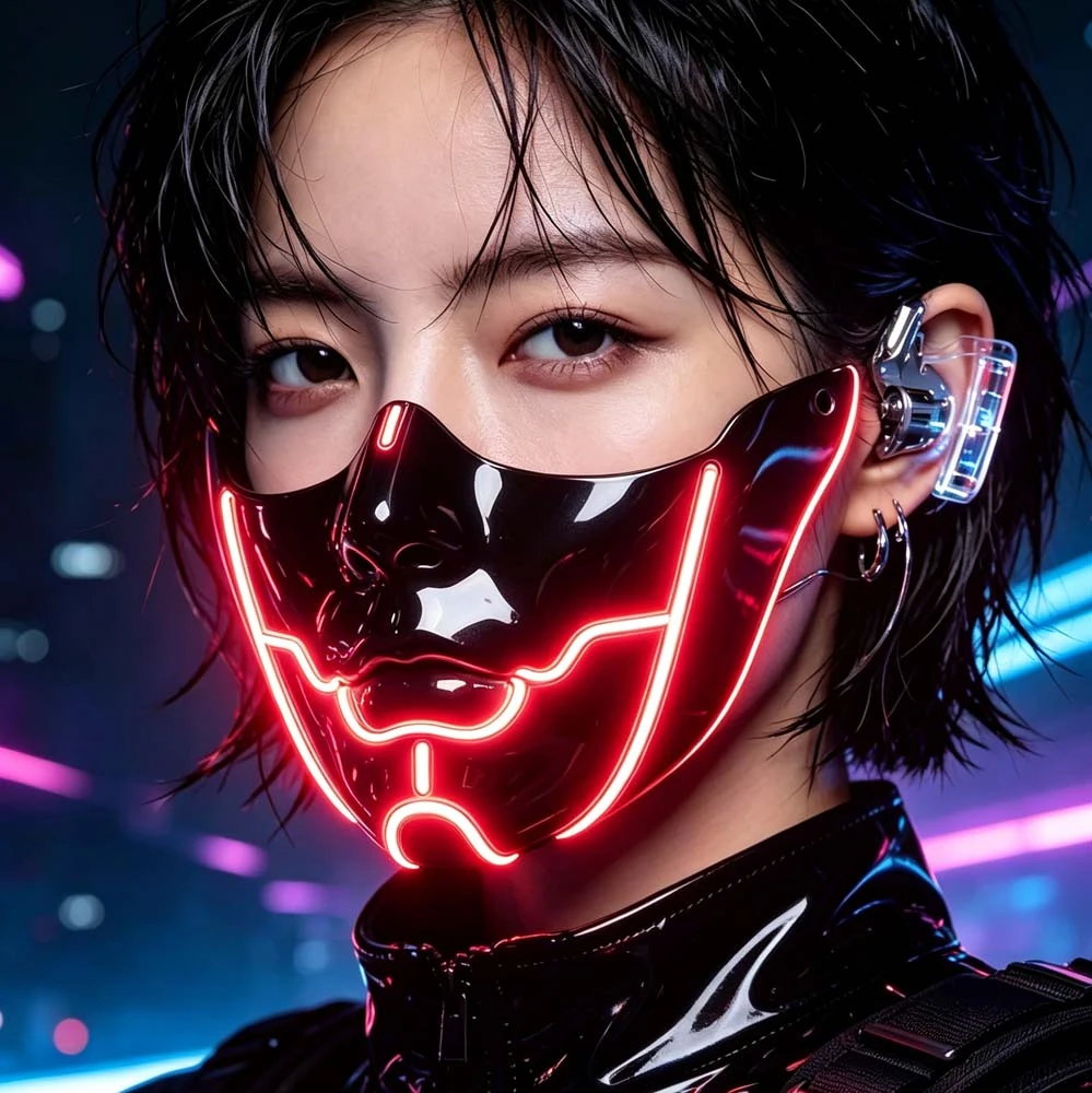 Cyber Punk Half Face Mask For Men Women Cool Sci-Fi Mask Cosplay Prop Halloween Party Stage Performance Dress Up Accessory