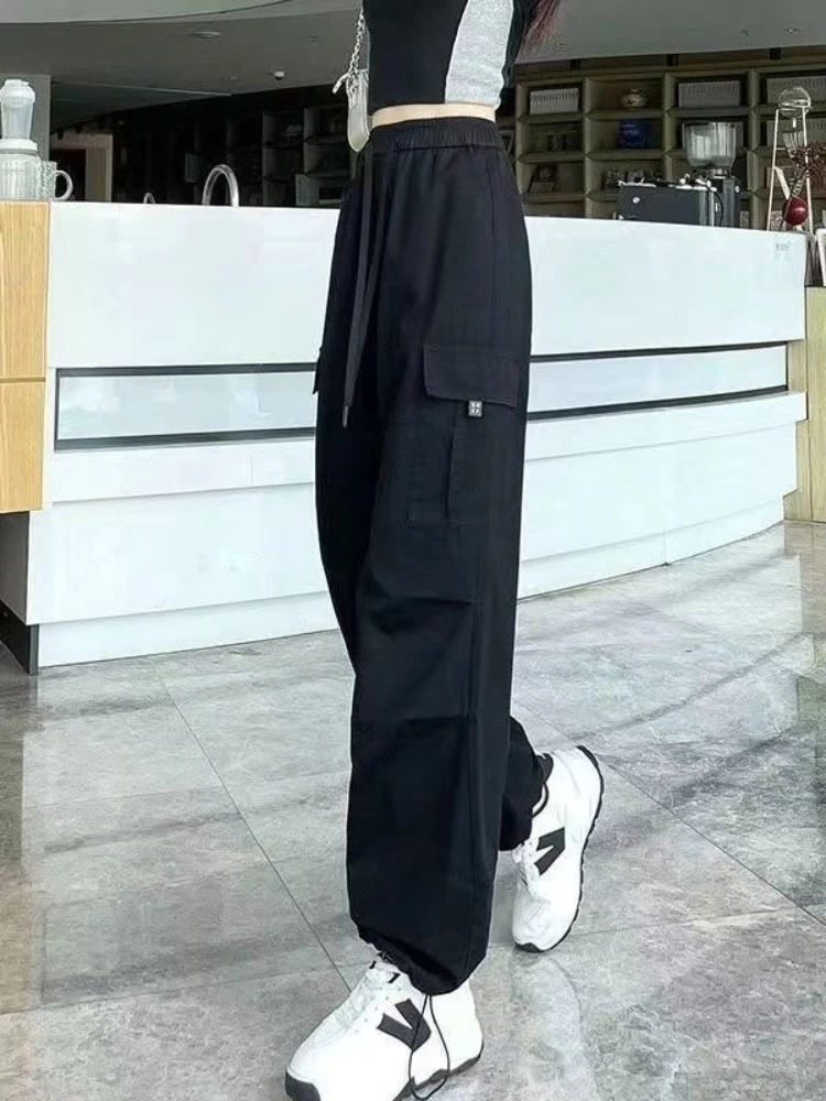Men Women Summer Thin Cargo Pants Streetwear Dance Hop Wide Leg Trousers Loose Fit Multi-pocket Outdoor Joggers