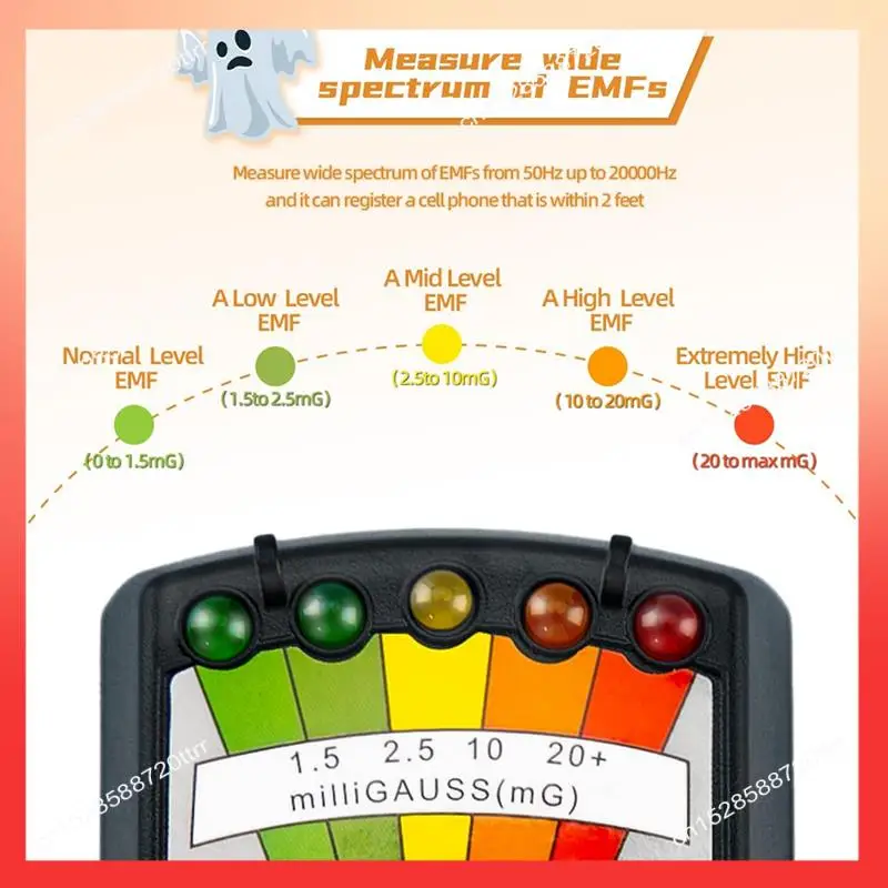 مقياس ABNR EMF، مجموعة معدات صيد الأشباح، معدات خارجية LCD كاشف Emf للفحص في المنزل والمكتب والخارجي