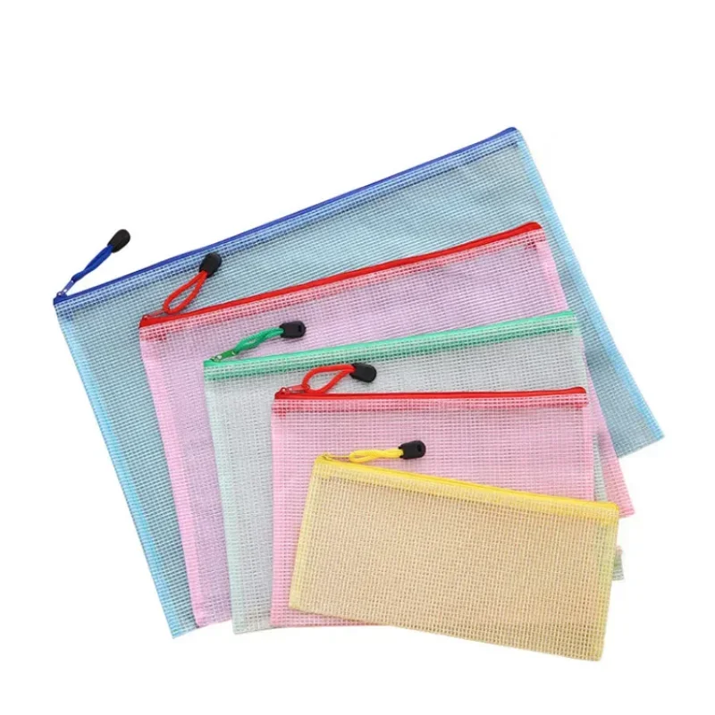 10 Pcs/lot Pen Bags Gridding Waterproof Zip Bag Document Pen Filing Products Pocket Folder Office & School Supplies Plastic Bag