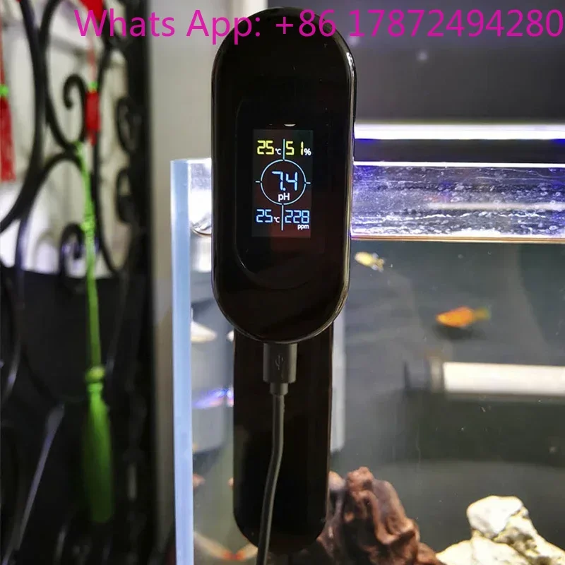 CE/ROHS certified 5 in 1 Temp/PH/S/Air Temp/Humidity Tester WIFI wireless ph meter Fish Tank