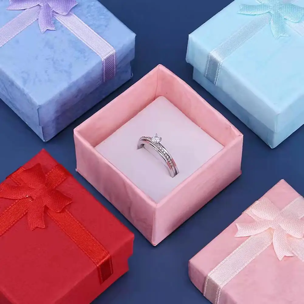 Fita caixa de jóias caixa de armazenamento de jóias papelão multi-purpose anel brincos pingente caixa de embalagem presente 4cm x 4cm