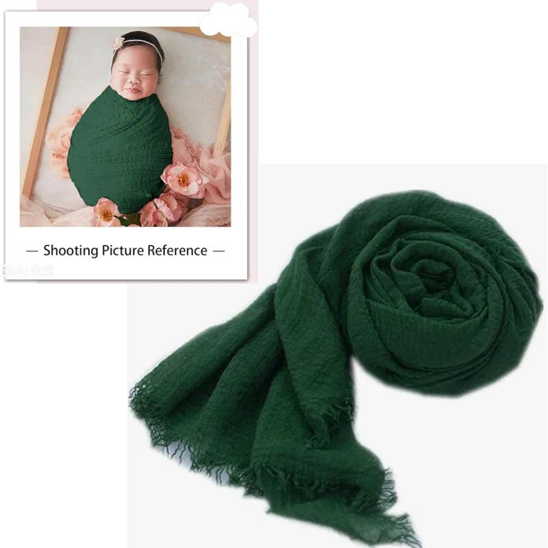 Premium Baby Swaddle Wrap for Photography - Soft Stretchy Cotton Hemp Blanket, Newborn Posing Prop with Fringe & Ripple Edge