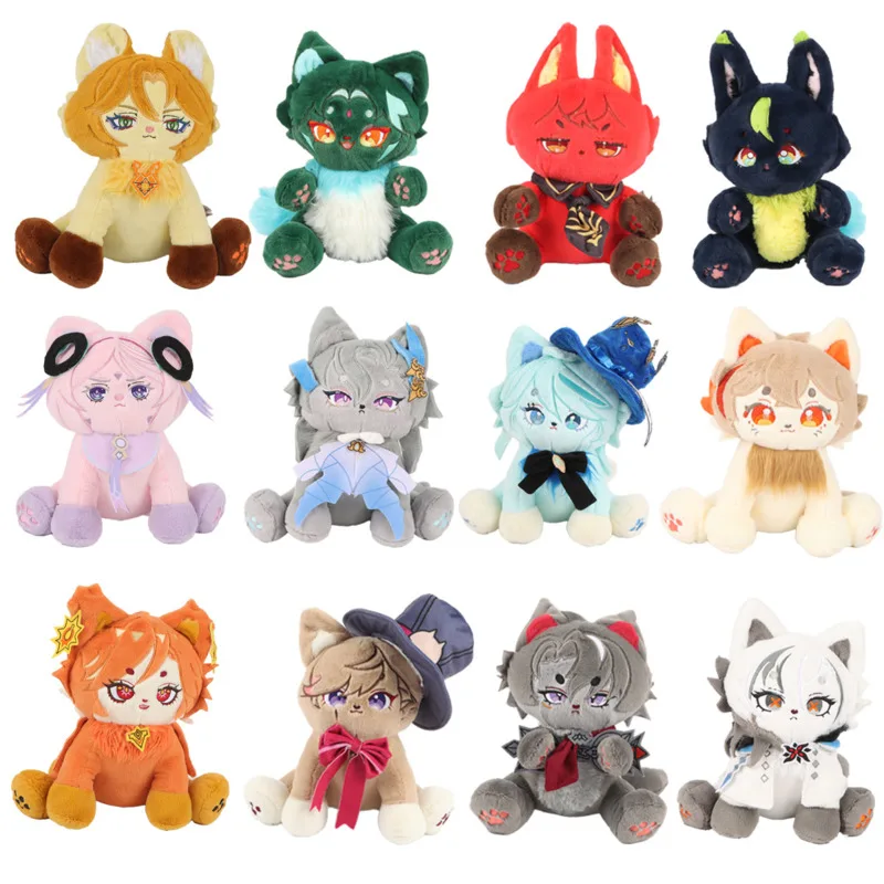 Cute Furina Meow Plush Genshin Impact Cat Plush Toys Peripherals Kaedehara Kazuha Neuvillette Diluc Mavuika Doll Decoration Gift